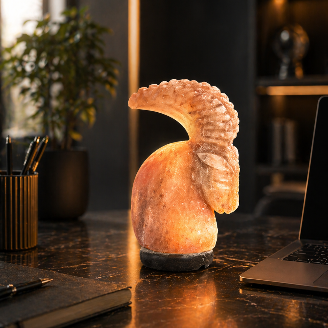 Himalayan Salt Lamp – Hand-Carved Markhor Piece