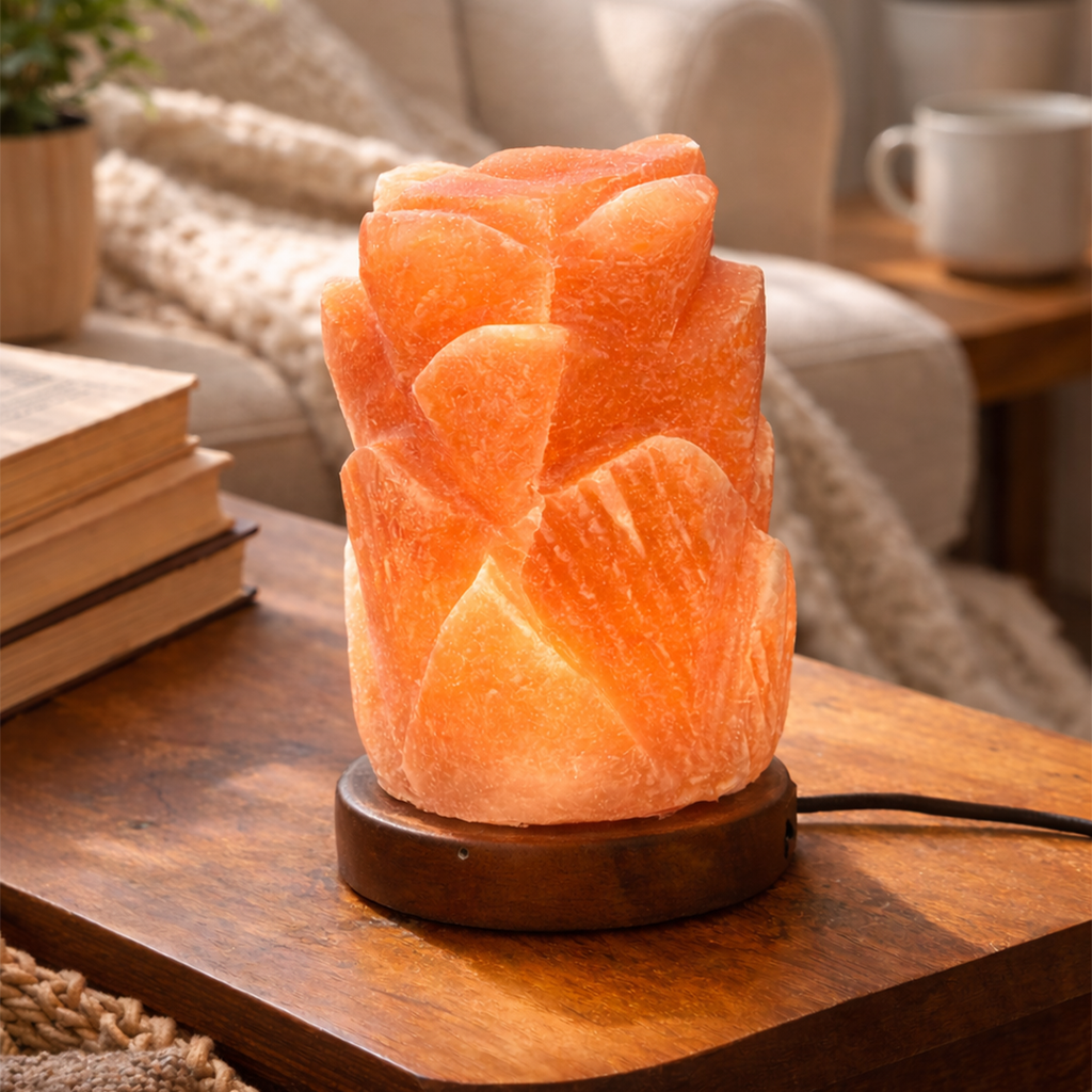 Himalayan Salt Lamp – Sculpted Floral Form