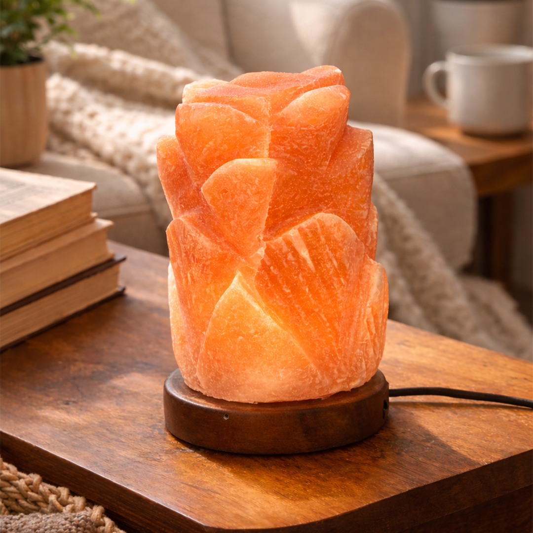Himalayan Salt Lamp – Sculpted Floral Form