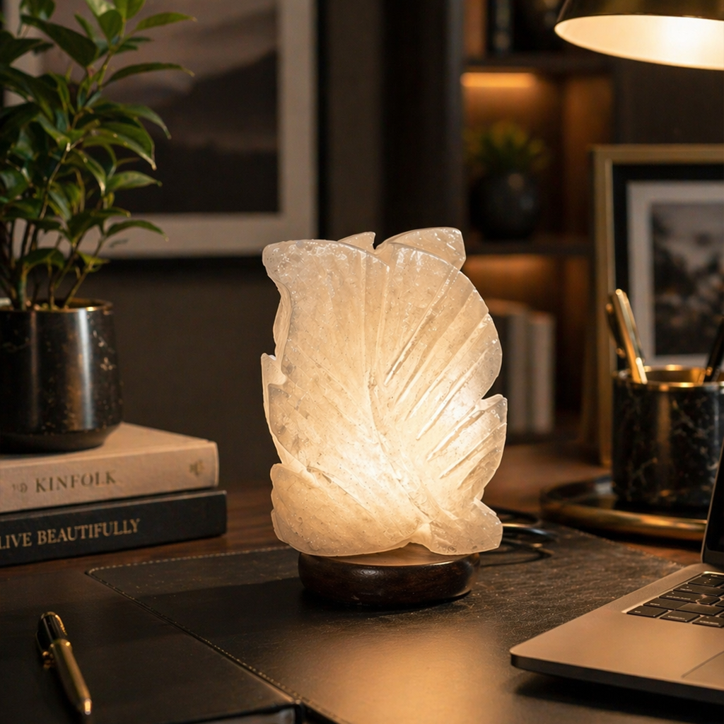 Himalayan Salt Lamp – Sculpted Leaf Form