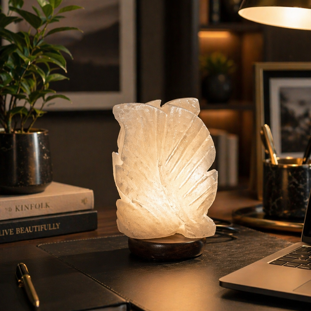 Himalayan Salt Lamp – Sculpted Leaf Form