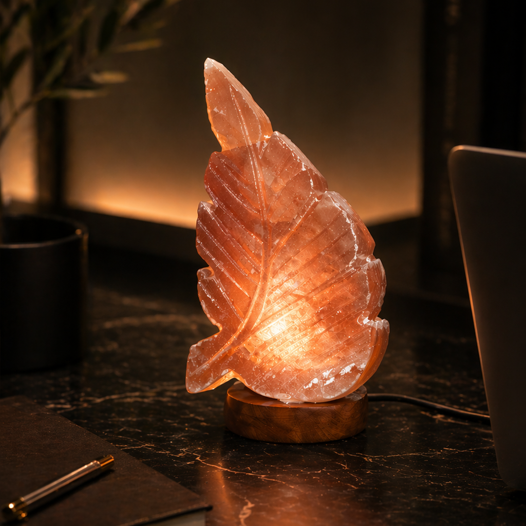 Himalayan Salt Lamp – Sculpted Leaf Form
