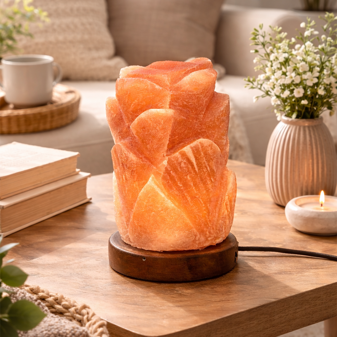 Himalayan Salt Lamp – Sculpted Floral Form