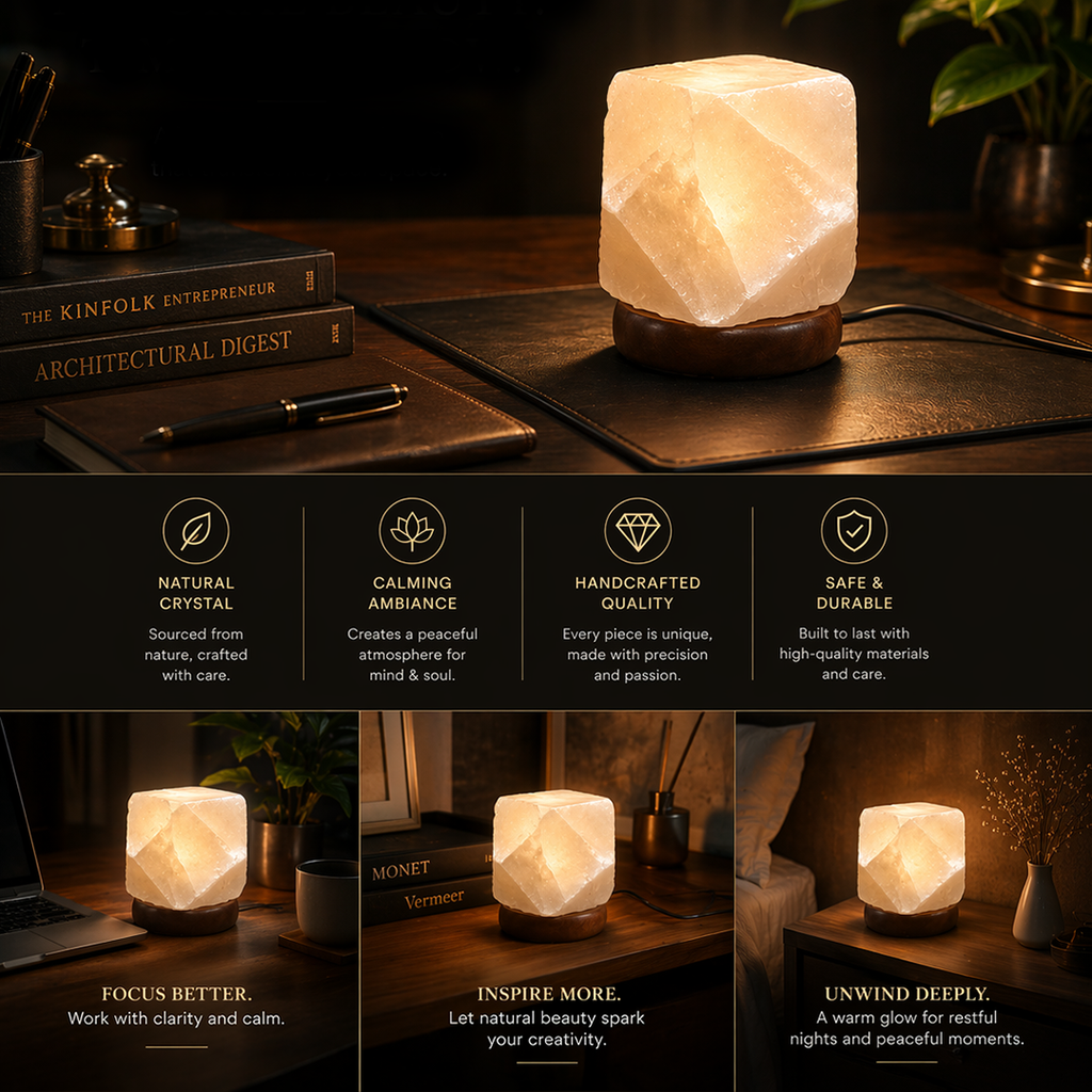 Himalayan Salt Lamp – Geometric Sculpt Form
