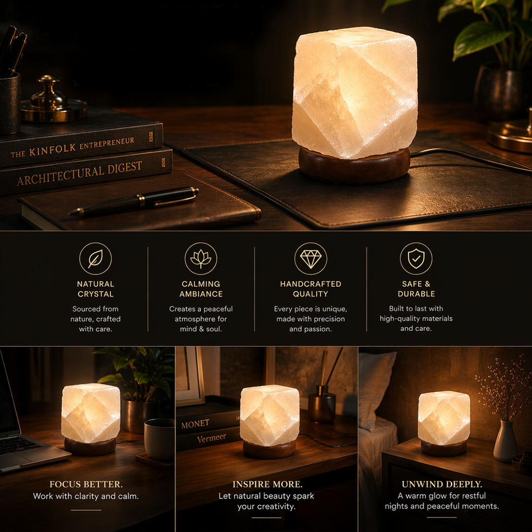 Himalayan Salt Lamp – Geometric Sculpt Form