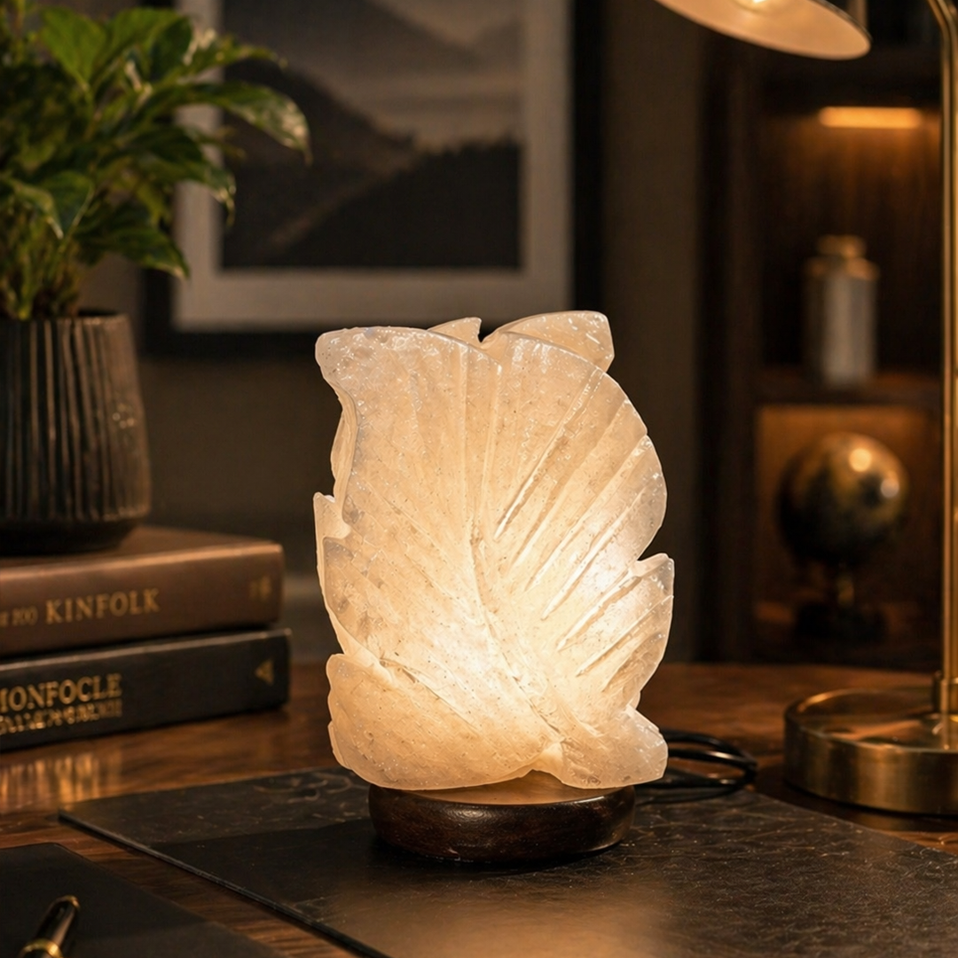 Himalayan Salt Lamp – Sculpted Leaf Form