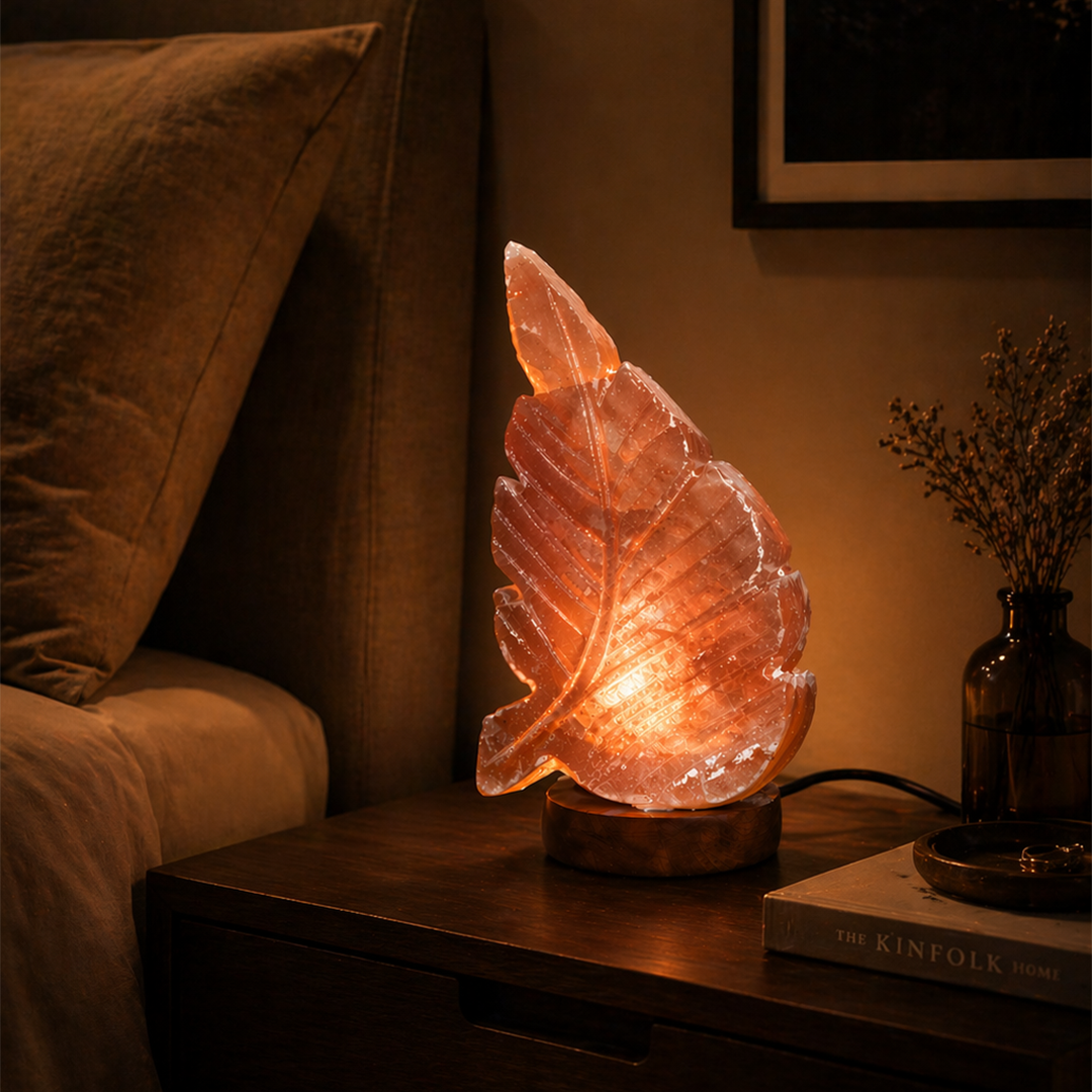 Himalayan Salt Lamp – Sculpted Leaf Form