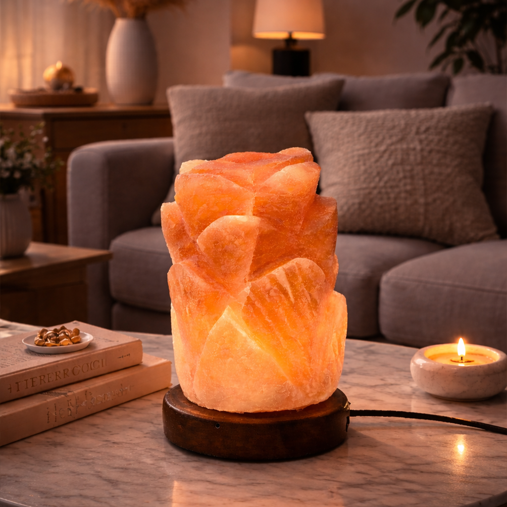 Himalayan Salt Lamp – Sculpted Floral Form