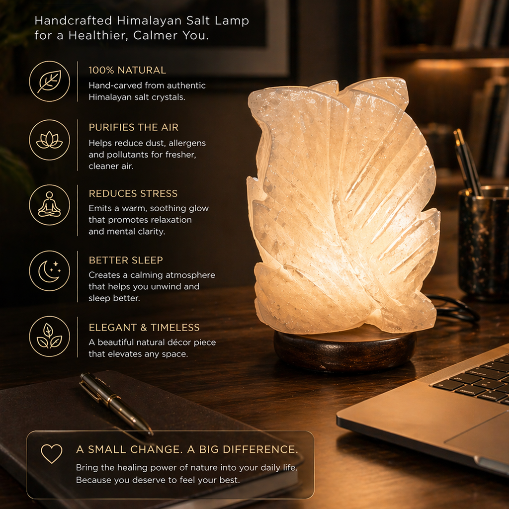 Himalayan Salt Lamp – Sculpted Leaf Form