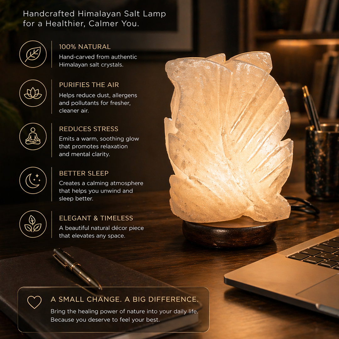Himalayan Salt Lamp – Sculpted Leaf Form